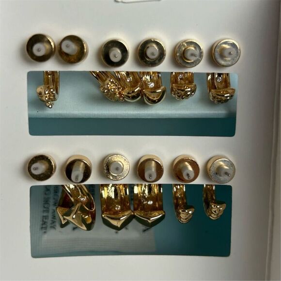 House of Harlow 1960 Gold Hoop Earrings Set of 6 Pairs - Picture 3 of 10